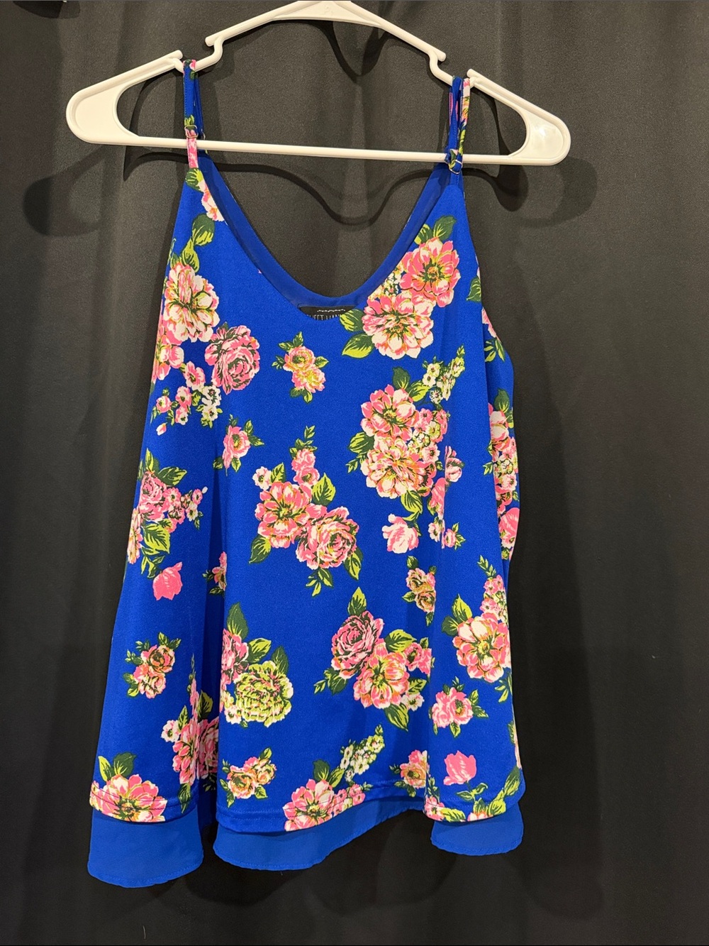 Sweet Wanderer Blue Floral Spaghetti-Strap Cami